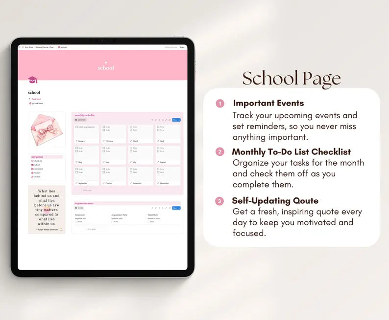 Premediboy Student Planner — Coquette Aesthetic Notion Template