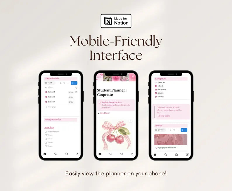 Premediboy Student Planner — Coquette Aesthetic Notion Template