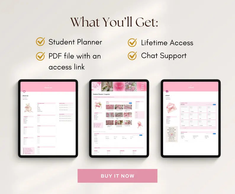 Premediboy Student Planner — Coquette Aesthetic Notion Template