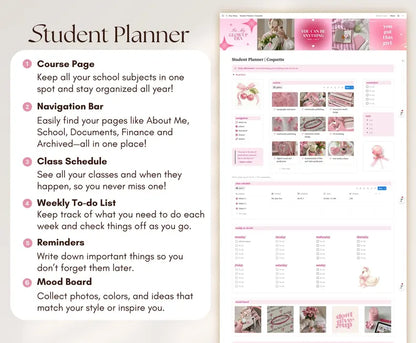 Premediboy Student Planner — Coquette Aesthetic Notion Template